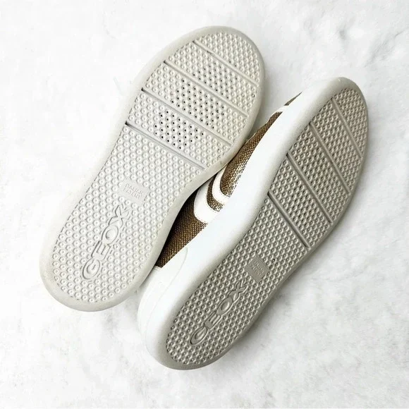 Geox Gold Sequin Tennis Shoes Size 7 - Picture 5 of 6